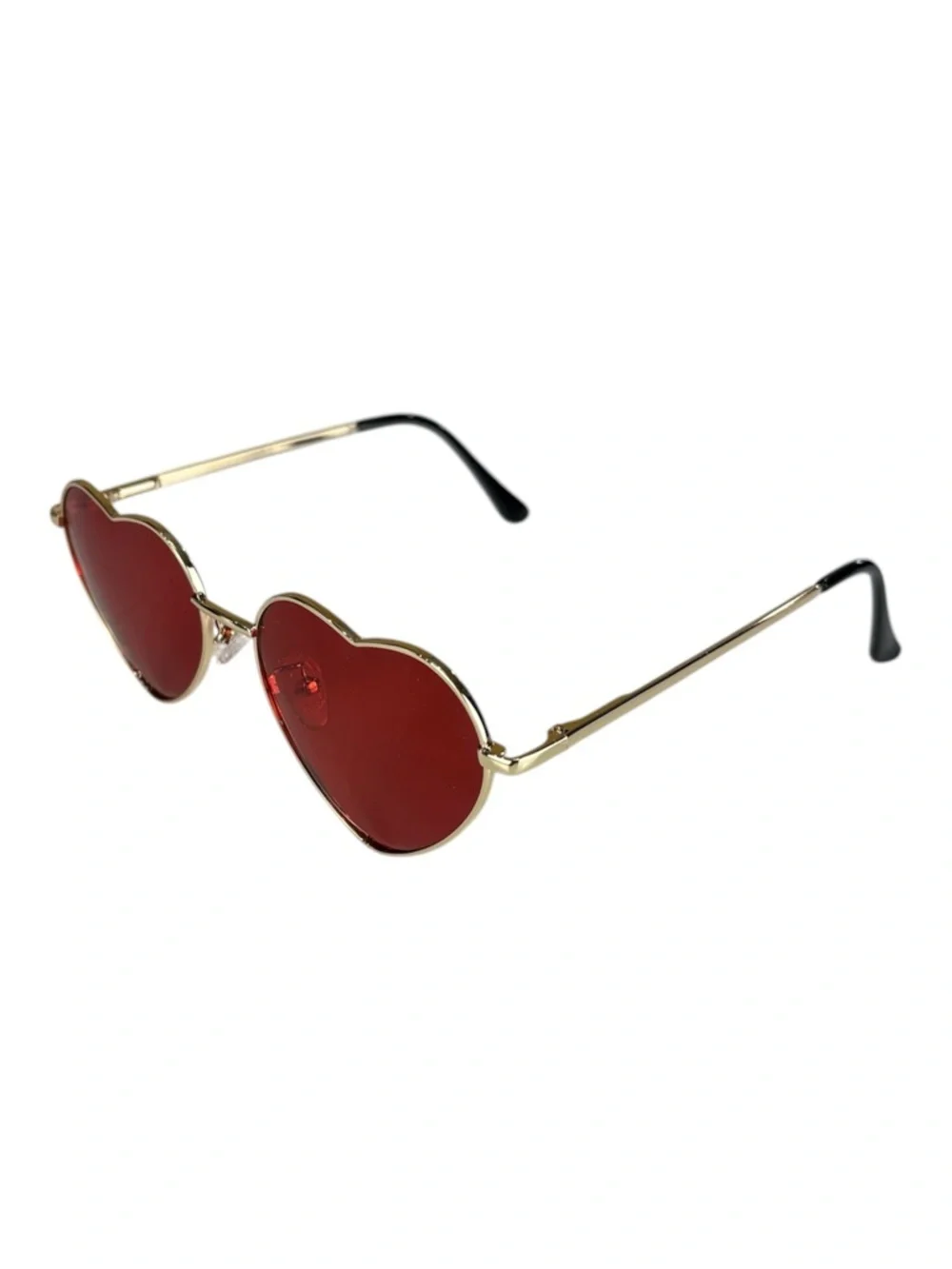 Women’s Boho hippie Gold Frame translucent Red Heart-Shaped Sunglasses - Picture 3 of 11